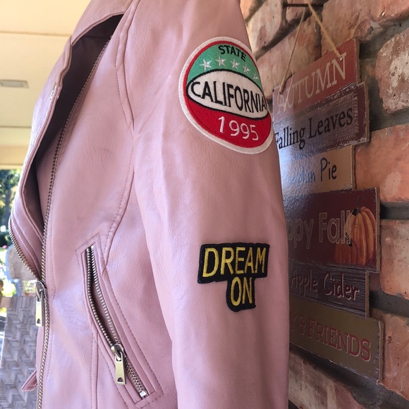 Love Tree pink faux leather bomber jacket. Lowest price today! - Picture 8 of 16